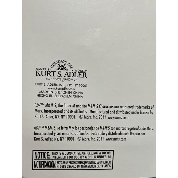 M&M Christmas Ornament Set By Kurt S. Adler 5 Piece Holiday Decoration - Picture 10 of 12